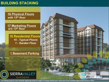 1BEDROOM UNIT AT SIERRA VALLEY GARDEN CAINTA RIZAL NO DP MONTHLY AS LOW AS 16k/MONTHLY