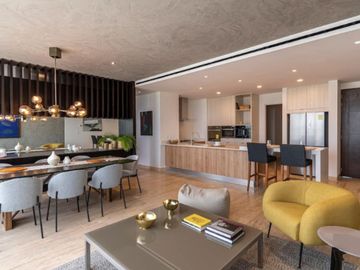 Departamento con cuarto de lavado y amenidades en residencial con campo de golf en Yucatan Country Club.