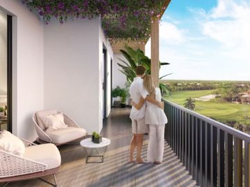 Departamento con cuarto de lavado y amenidades en residencial con campo de golf en Yucatan Country Club.