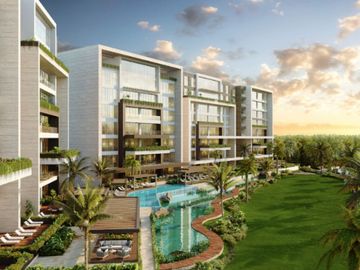 Departamento con cuarto de lavado y amenidades en residencial con campo de golf en Yucatan Country Club.