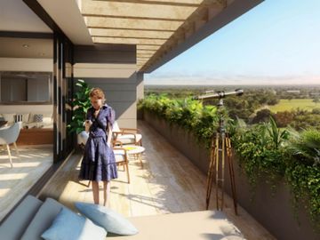 Departamento con cuarto de lavado y amenidades en residencial con campo de golf en Yucatan Country Club.