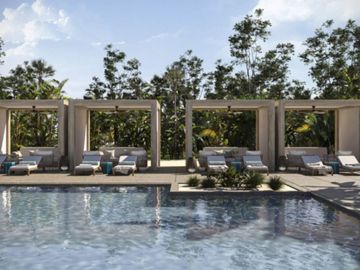 Condo frente al mar con balcón, fire pit, spa, sala de Co-working, en Telchac, venta, Merida.