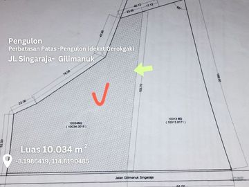 Dijual Tanah 1.000 m2 di Pinggir Jalan Singaraja-Gilimanuk Buleleng Bali