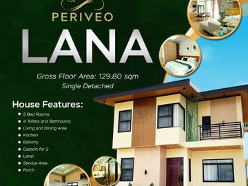 Upto 30 months Downpayment & ONLY 50,000 to Reserve for this Premium Single Detached House and Lot Unit @ Periveo Leisure Estates Along Lipa-Ibaan Roa