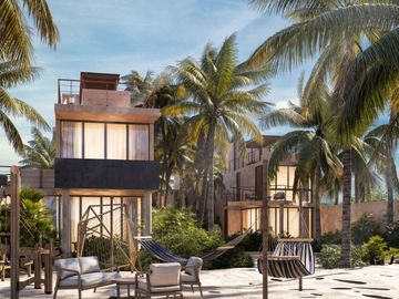 Departamento con 3 terrazas, frente al mar, albercas, en venta Telchac.