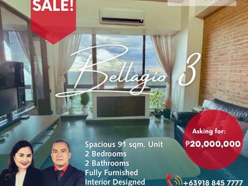 Charming Upgraded 2 Bedroom Unit with Golf Course View For Sale at Bellagio 3 BGC