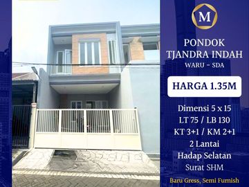 Dijual Rumah Baru Gress Pondok Tjandra Sidoarjo Waru Semi Furnish 2 Lantai Modern