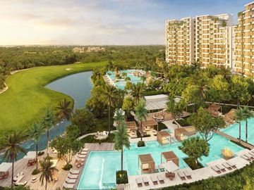 Departamento con club de playa, golf, alberca, en venta Playa del Carmen.