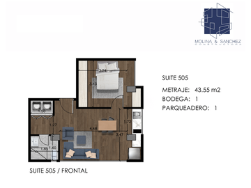 505 Vive cerca de la Universidad. Tu propia suite 43,55 m a estrenar.
