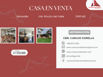 Venta Casa de Lujo Urbanización Rincón del Valle frente Plaza  Rancho San Francisco
