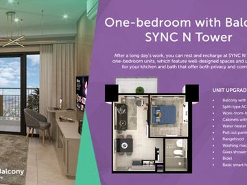 1 BEDROOM W/ BALCONY CONDO for sale in SYNC N Resindences, Pasig City