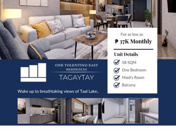 One Tolentino East Residences Tagaytay Units for sale with TAAL VIEW