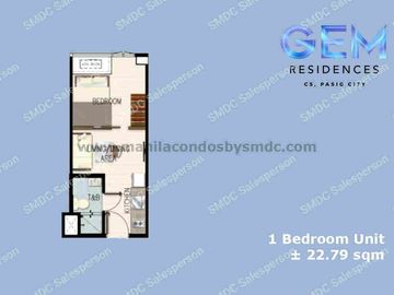 Preselling Studio NO Spot DP SMDC Gem Residences 15k Monthly C5 Pasig