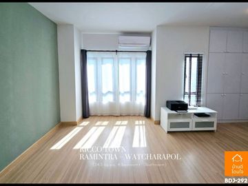 Townhouse, newly renovated, The Ricco Town Ramindra - Watcharaphon (24.3 sq m.), 4 bedrooms, 2 bathrooms, near 5 Watcharaphon intersection.