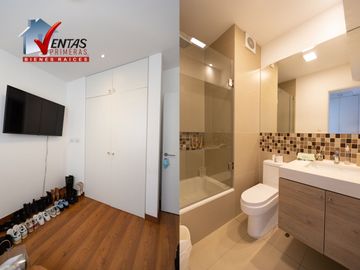 Moderno Departamento DUPLEX en San Borja, 1er piso: Ascensor directo, sala comedor con balcón vista a parque. Cocina con muebles altos y bajos, área d