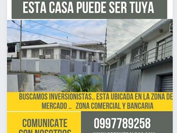 DE OPORTUNIDAD  ¡La vida que mereces comienza aquí! Casas en venta en EsmeraldasCASA ESQUINERA RENTERA EN ZONA COMERCIAL Y BANCARIA ESMERALDAS