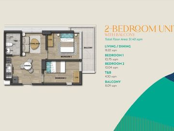Costa Mira Beachtown - 2BR Unit with Balcony in Totolan, Dauis, Panglao | BOHOLANA REALTY
