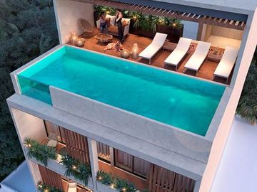 Departamento en playa del carmen en venta de 1 recamara con alberca