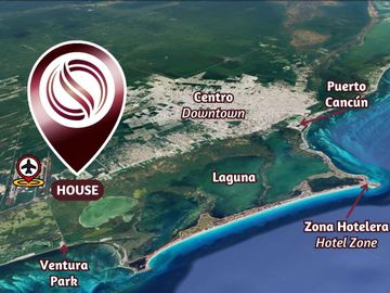 Casa con alberca privada, en Lagos del Sol, casa club y amenidades, Cancún.