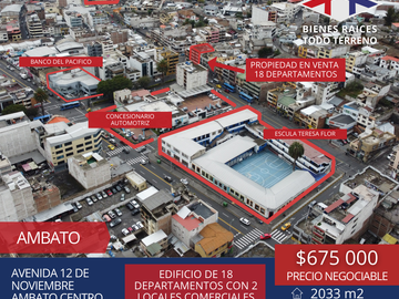 EDIFICIO DE VENTA AMBATO-TUNGURAHUA - 18 DEPARTAMENTOS 2 LOCALES
