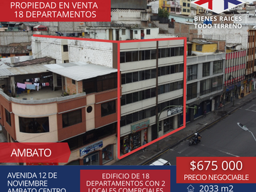 EDIFICIO DE VENTA AMBATO-TUNGURAHUA - 18 DEPARTAMENTOS 2 LOCALES