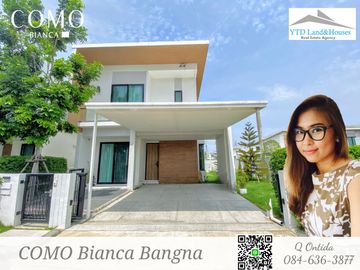 Semi-detached house for sale, Detached house style, corner house, quiet, private, no traffic coming in and out, very new condition, COMO Bianca Bangna