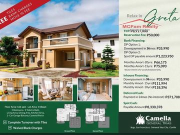 House and Lot For Sale in General Trias Cavite - Camella General Trias