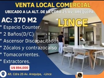 VENDO o ALQUILO  lindo LOCAL COMERCIAL  en  LINCE ( Alt. Cdra 25 Av. Arequipa )