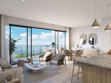 Departamento con jardín, alberca, Gimnasio, pre-construcción, Boulevard Colosio venta, Cancun.