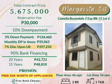 Rfo unit with 2-4 bedrooms in Camella Bucandala in Imus Cavite