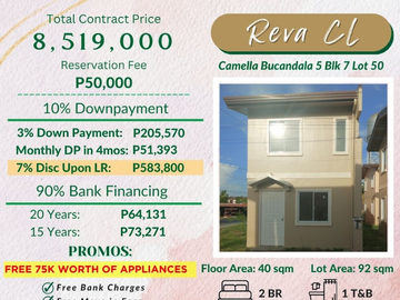 Rfo unit with 2-4 bedrooms in Camella Bucandala in Imus Cavite