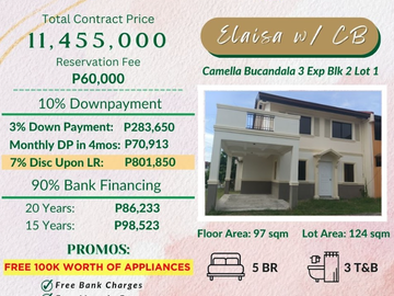 Rfo unit with 2-4 bedrooms in Camella Bucandala in Imus Cavite