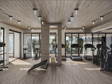 Condominio frente al mar con balcón, cabañas, Camastros, alberca, en Telchac, venta, Merida.