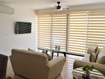 A104:Venta Hermoso Depto Amueblado 3 rec en Planta Baja en Cancún