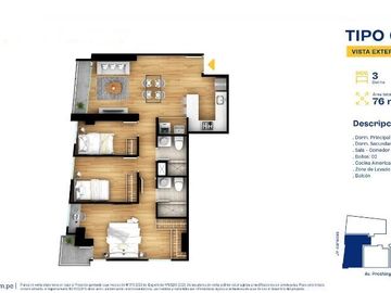 DEPARTAMENTO DE 3 DORMITORIOS EN PROYECTO NOV. 2024