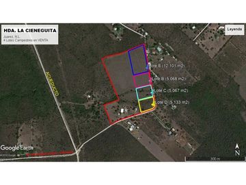 VENTA 4 Lotes Campestres en La CIENEGUITA a 800 m Carr. Juarez-Santiago, Tranqui