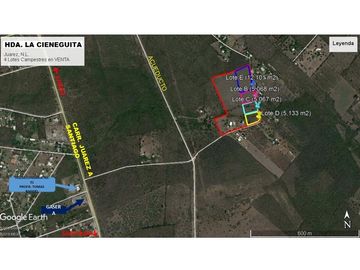 VENTA 4 Lotes Campestres en La CIENEGUITA a 800 m Carr. Juarez-Santiago, Tranqui