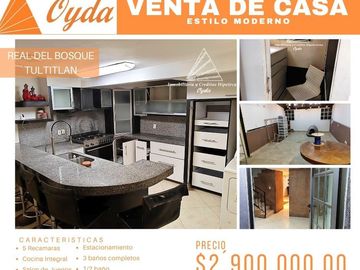 VENTA CASA 5 RECAMARAS EN REAL DEL BOSQUE TULTITLAN