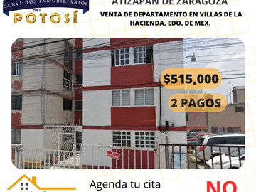 DEPARTAMENTO EN VENTA DE RECUPERACION BANCARIA UBICADO EN BLVD S.O.P. 315, VILLAS DE LA HACIENDA, EDO. DE MEX