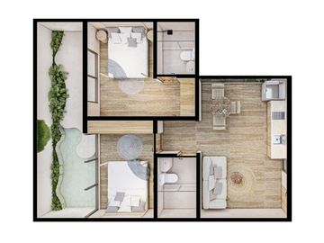 DEPARTAMENTOS DE 1 HABITACIÓN EN VENTA EN TULUM AMUEBLADO